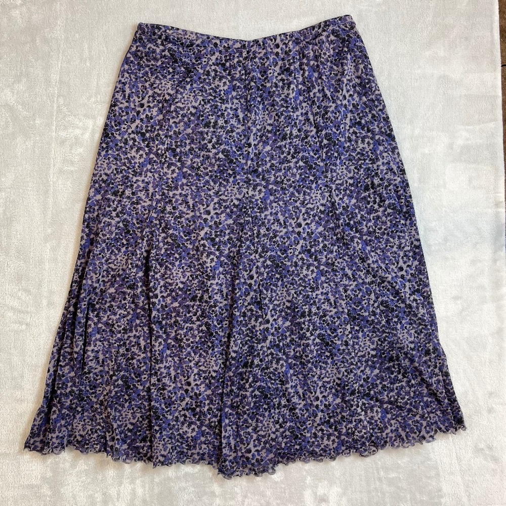 Feminine Bohemian Gypsy Coldwater Creek Skirt sz XS 4 Purple Print Romantic Chic